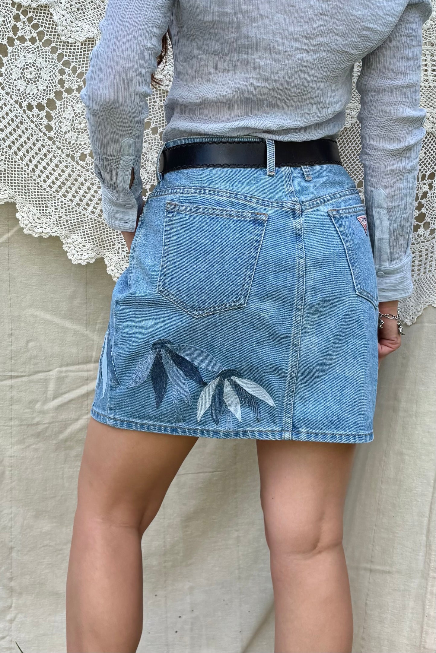 Floral Appliqué Mini Skirt
