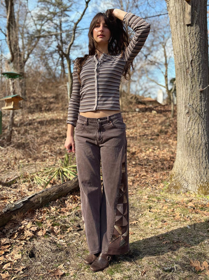 Chocolate Brown Pinwheel Jeans