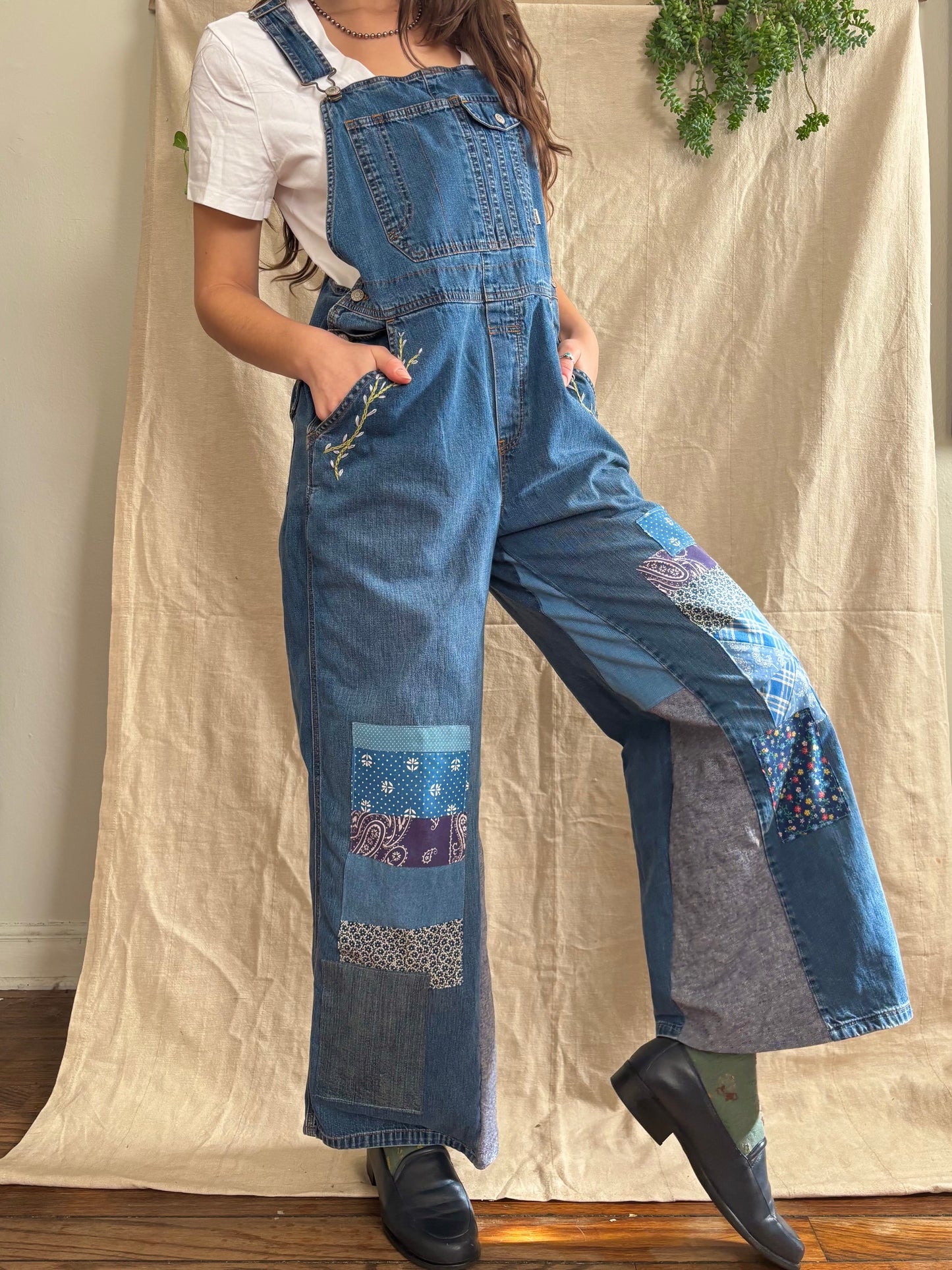 Patched & Embroidered 90s Overalls