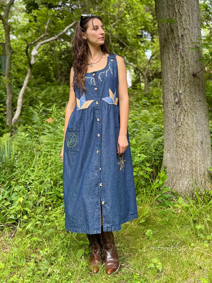 Dark Wash Embellished Denim Dress
