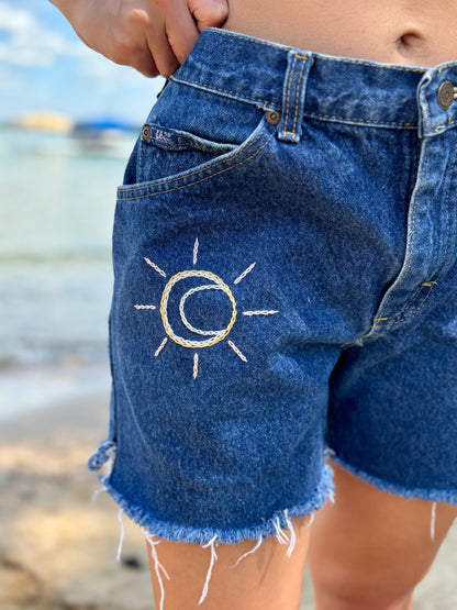 Hand Embroidered Mushroom Shorts