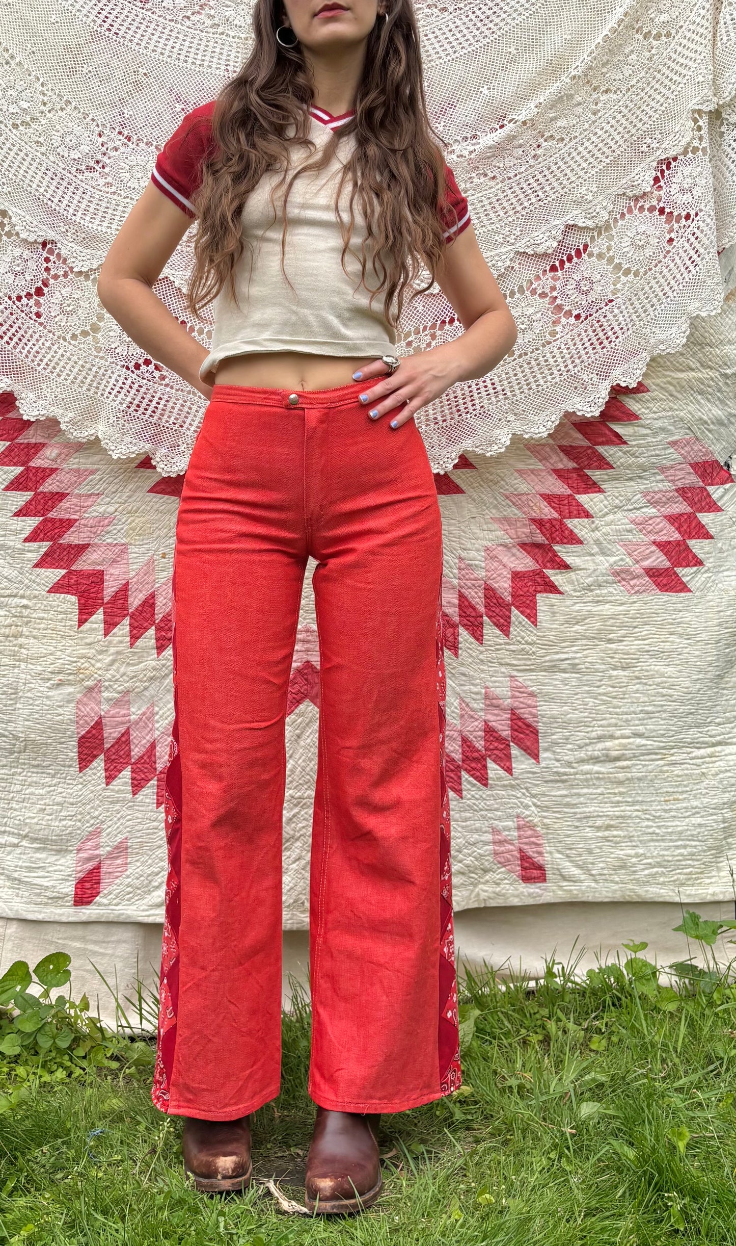 Red Wrangler Diamond Jeans