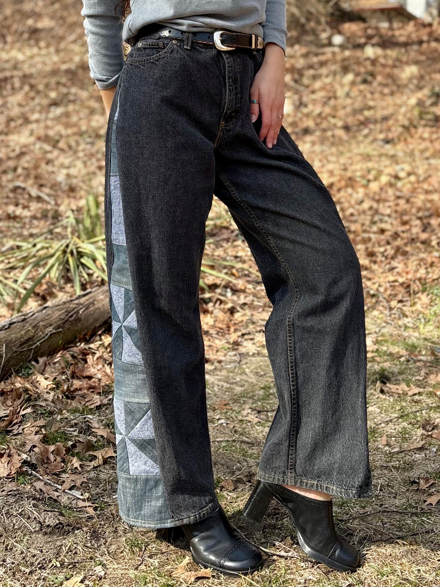 Blue Gray Pinwheel Jeans