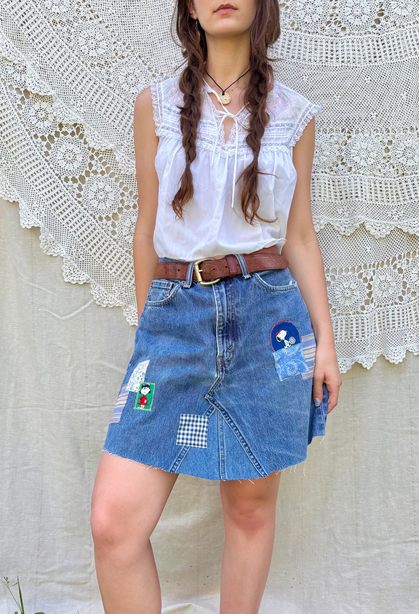 Peanuts Patched Levi's Mini Skirt