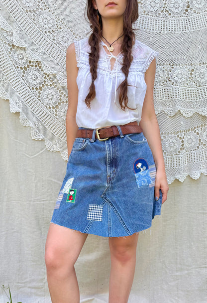Peanuts Patched Levi's Mini Skirt