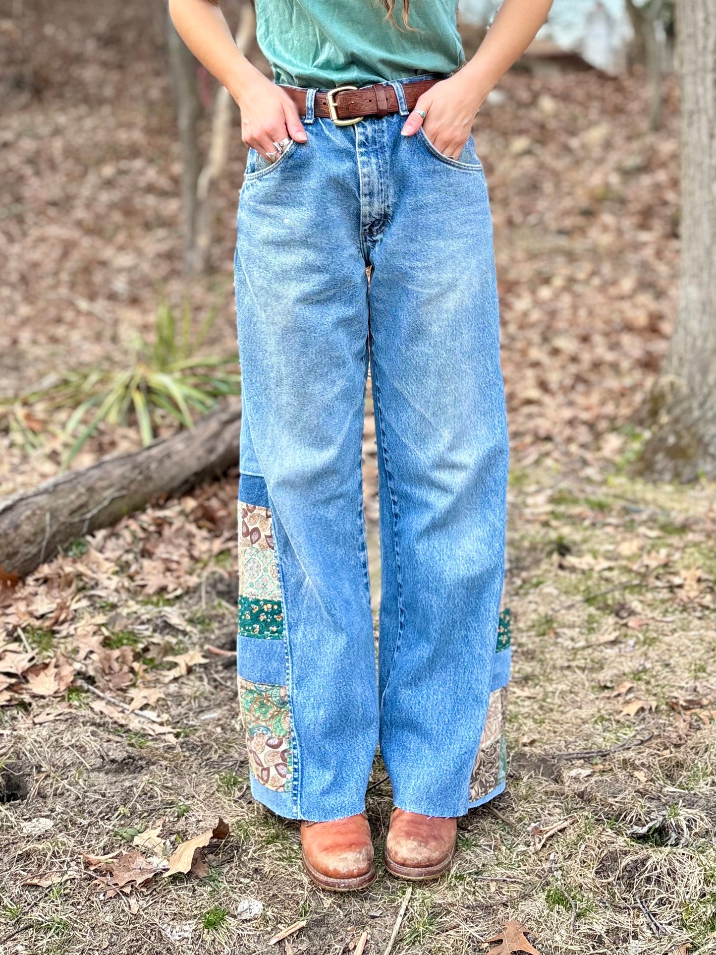 Blue-Green Checkered Jeans