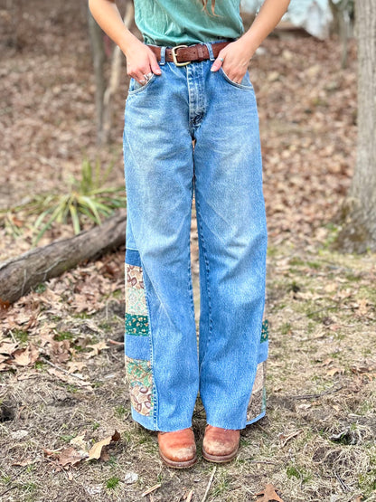 Blue-Green Checkered Jeans