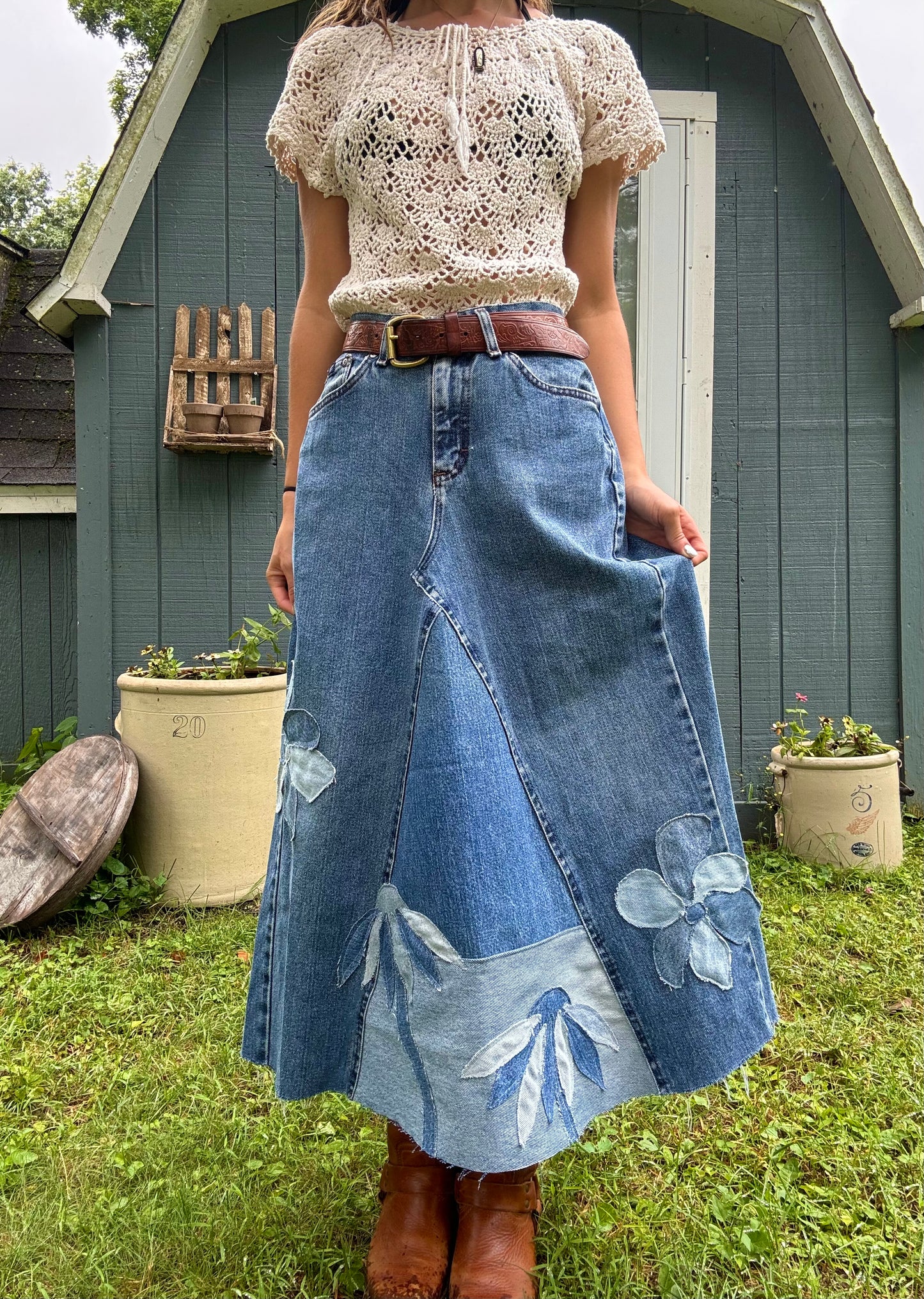 Floral Appliqué Skirt