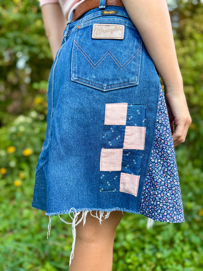 Calico Patched Wrangler Mini Skirt