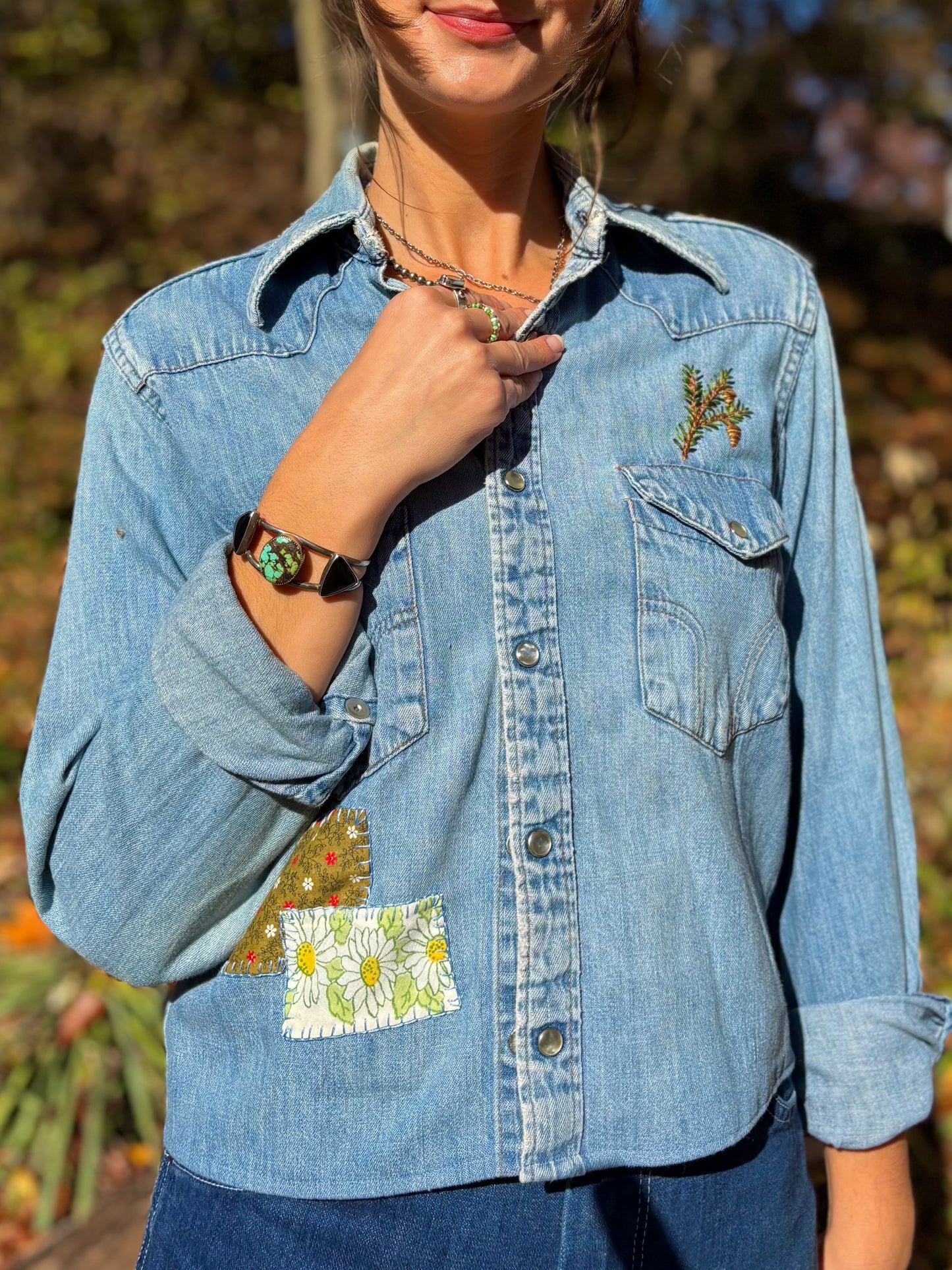 1970s Northern Flicker Embroidered Pearl Snap