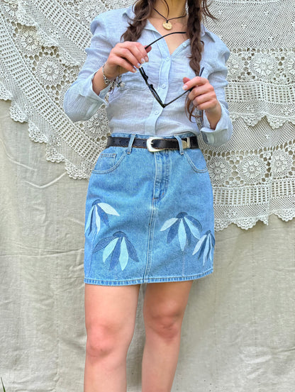 Floral Appliqué Mini Skirt