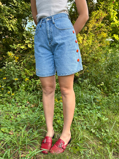 Hand Embroidered Button Shorts 🍊