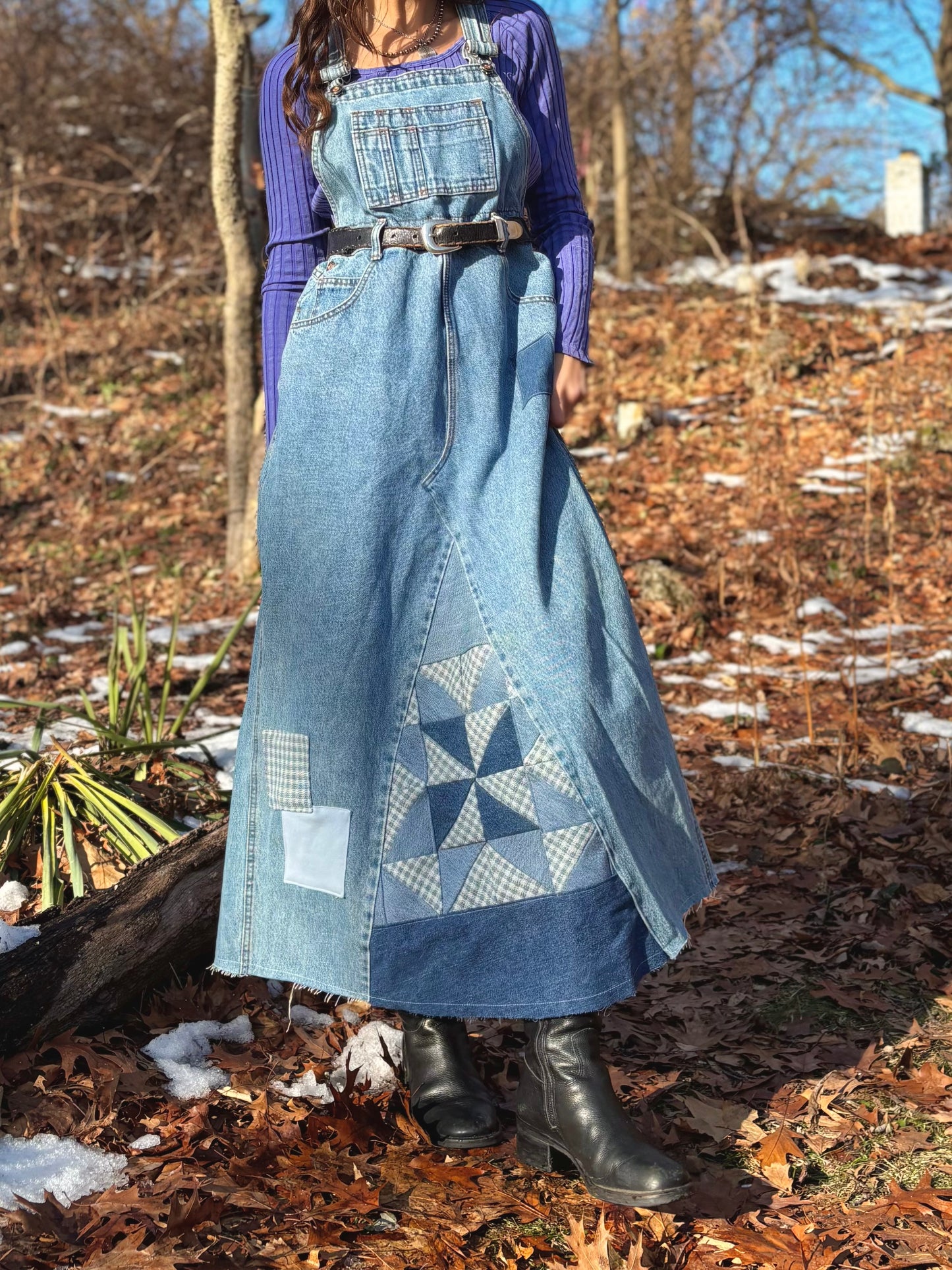 90s Blue Quilt Jumper