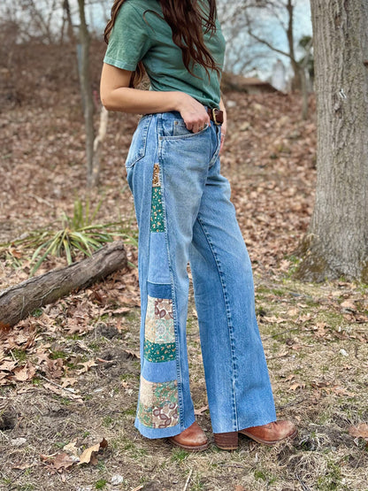 Blue-Green Checkered Jeans
