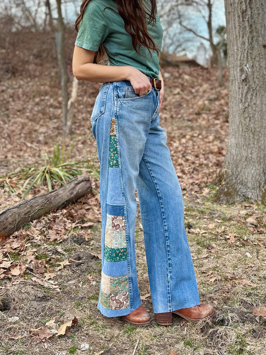 Blue-Green Checkered Jeans
