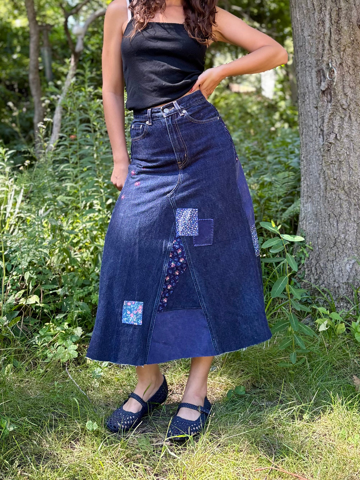 Patchwork Levi's Maxi Skirt