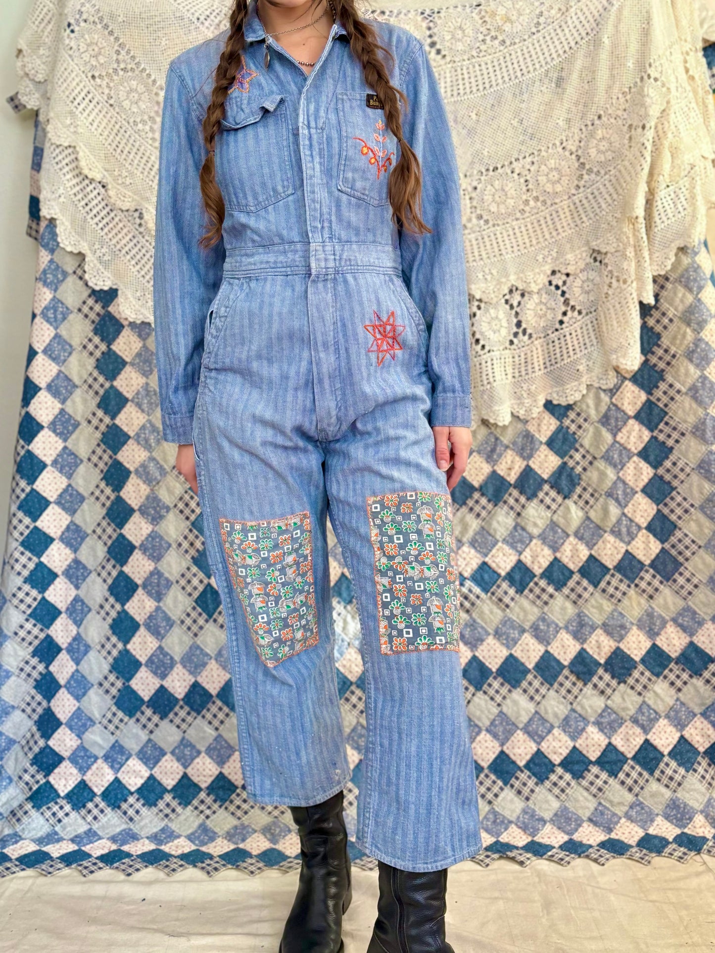 Hand Embroidered Paul Bunyan Coveralls