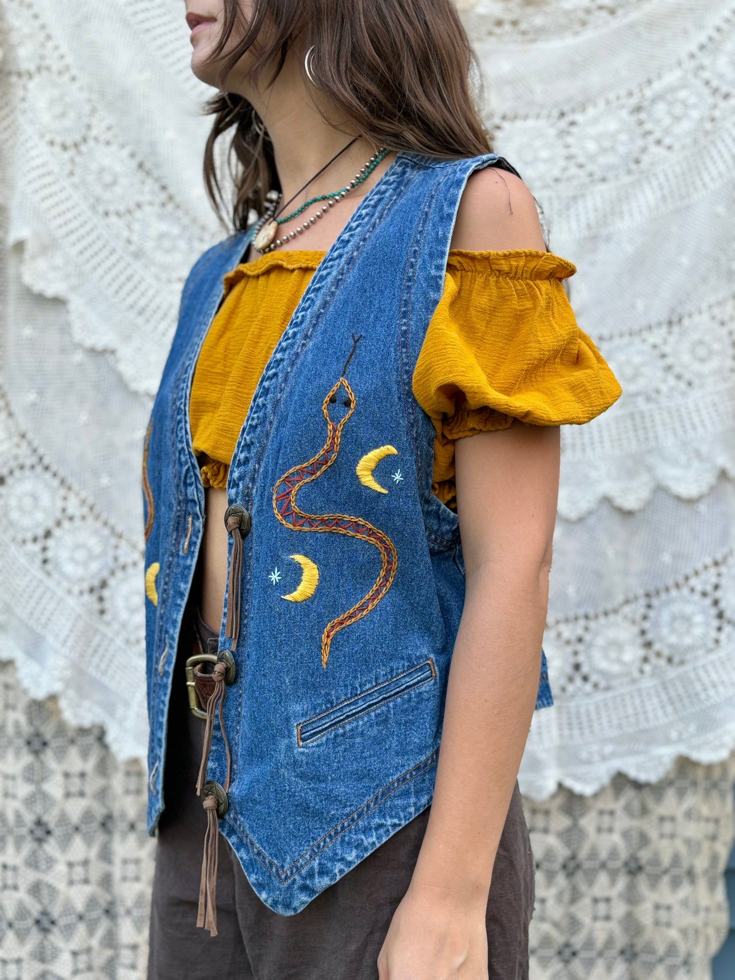 Hand Embroidered Western Vest