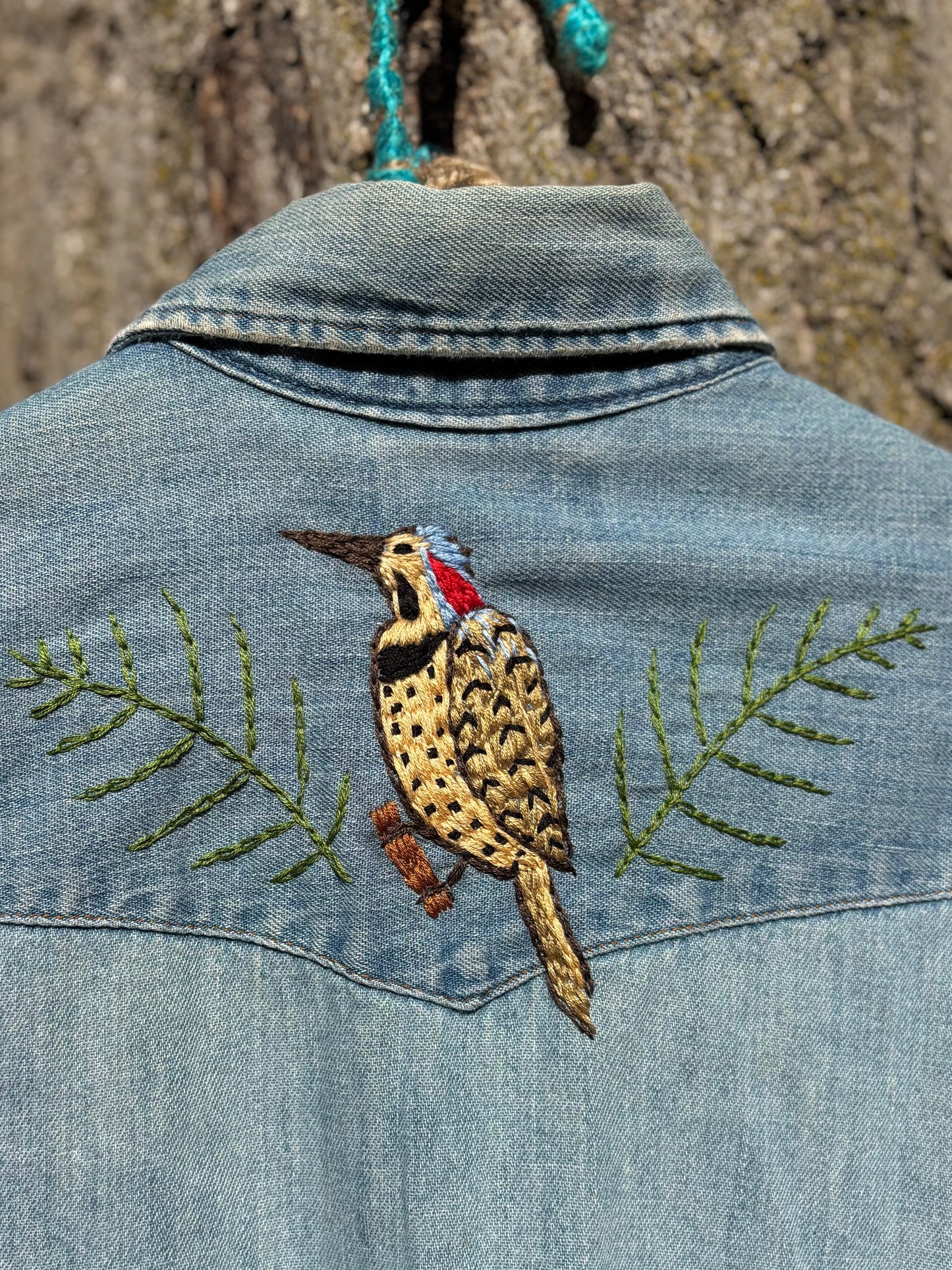 1970s Northern Flicker Embroidered Pearl Snap