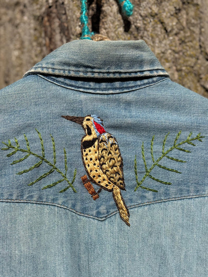 1970s Northern Flicker Embroidered Pearl Snap