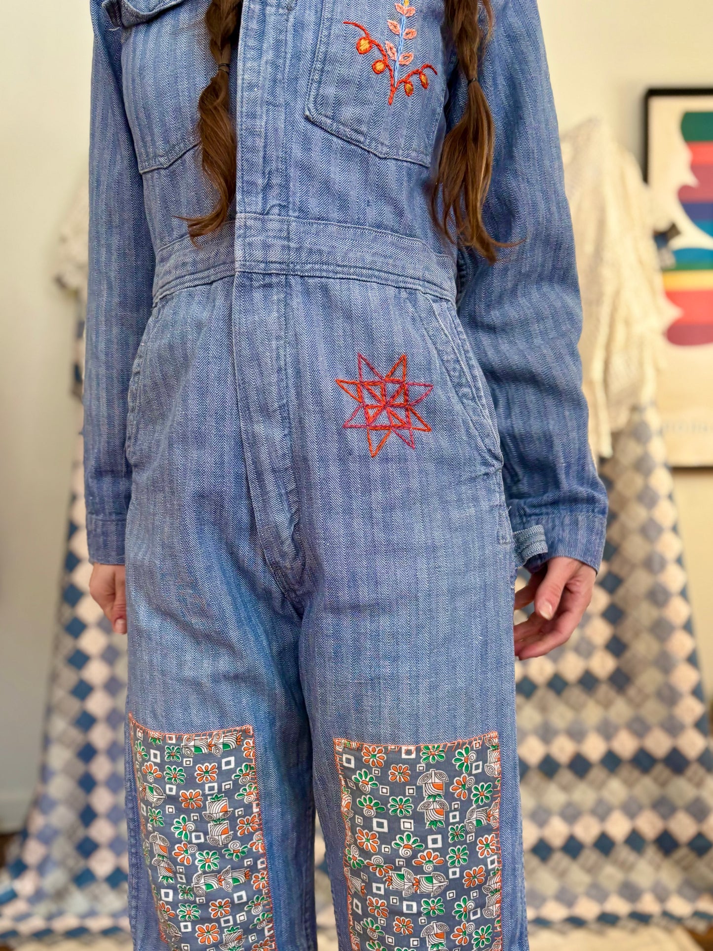 Hand Embroidered Paul Bunyan Coveralls