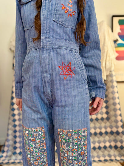 Hand Embroidered Paul Bunyan Coveralls