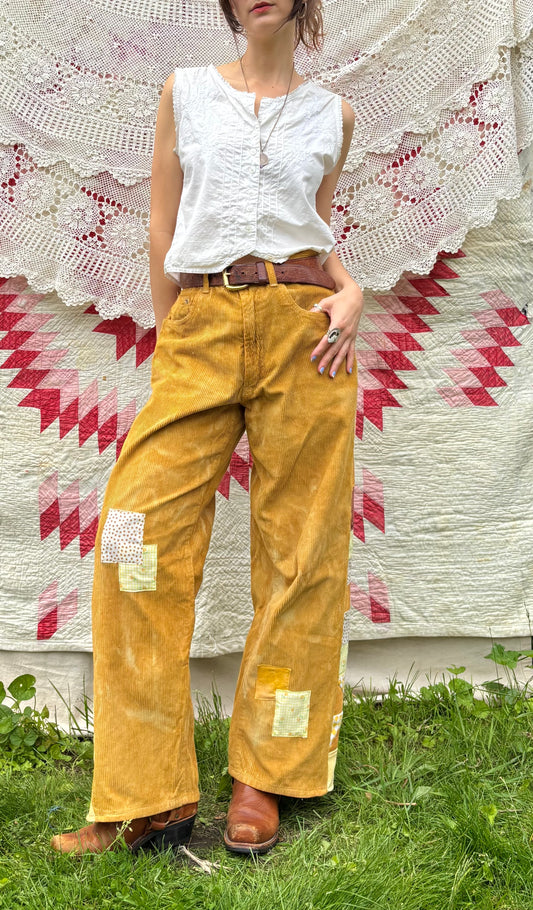 Lemon Yellow Pinwheel Corduroys