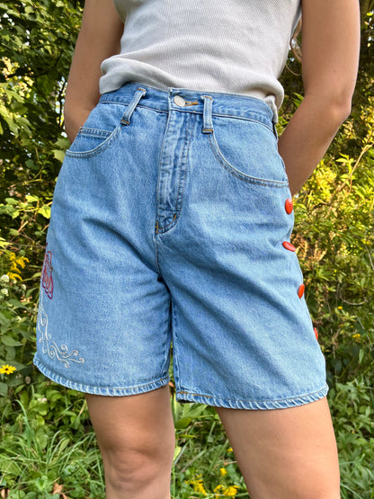 Hand Embroidered Button Shorts 🍊