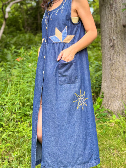 Dark Wash Embellished Denim Dress