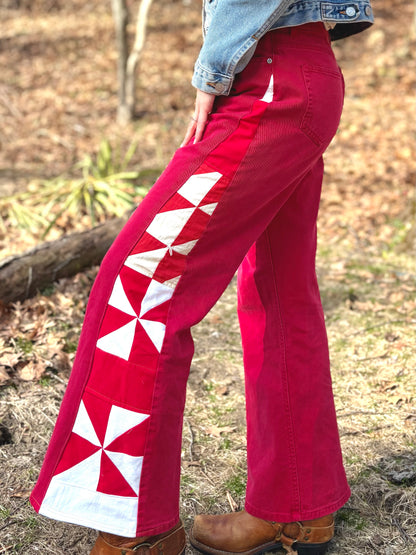 Red Pinwheel Jeans