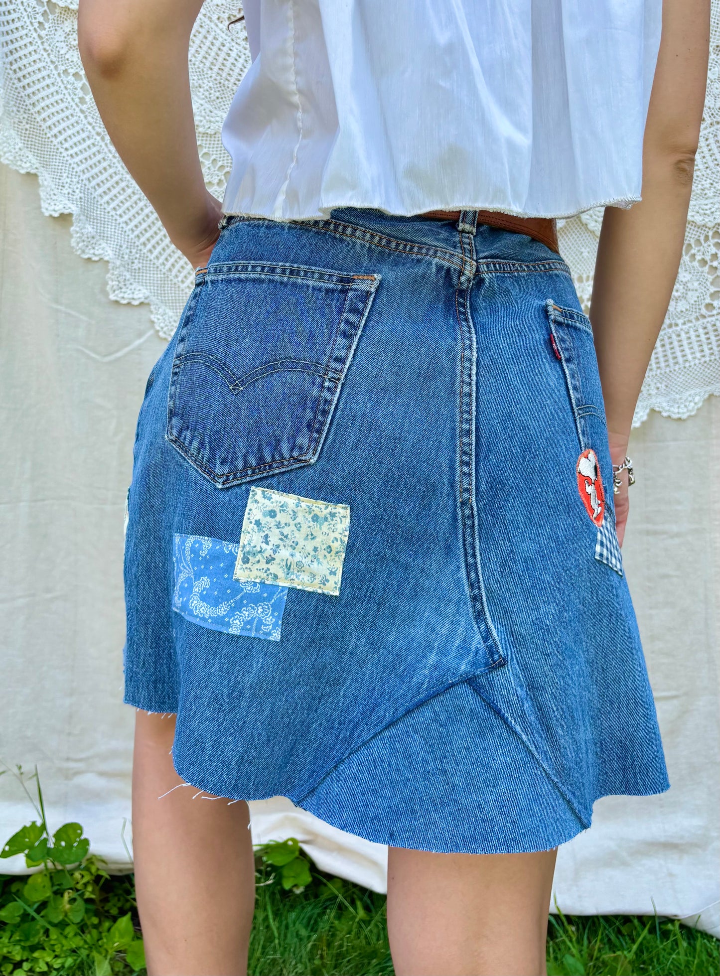 Peanuts Patched Levi's Mini Skirt