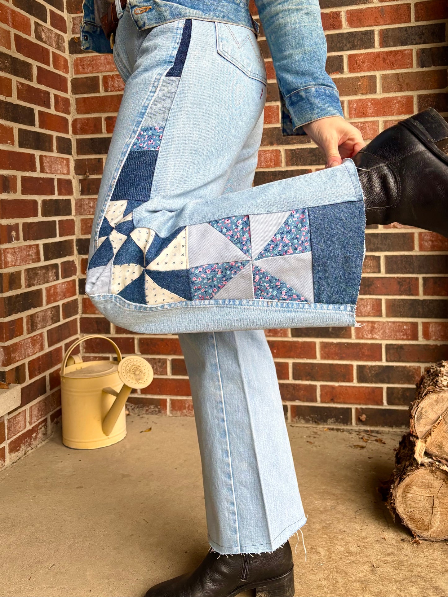 Light Wash Pinwheel Calico Wranglers