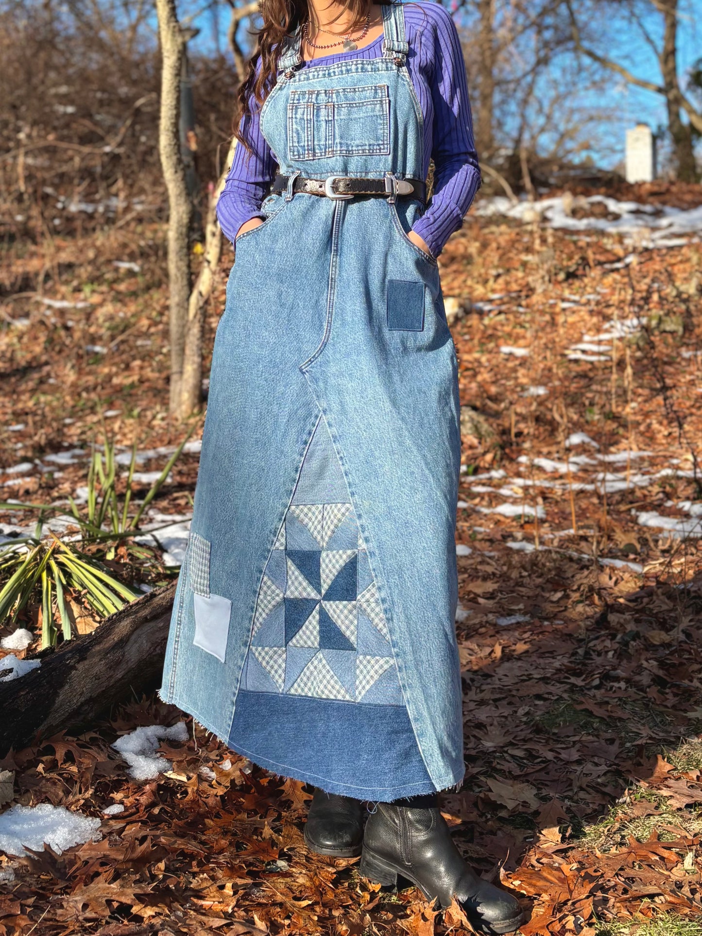 90s Blue Quilt Jumper