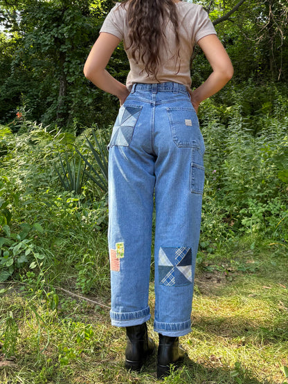 Embroidered & Patched Cargo Jeans