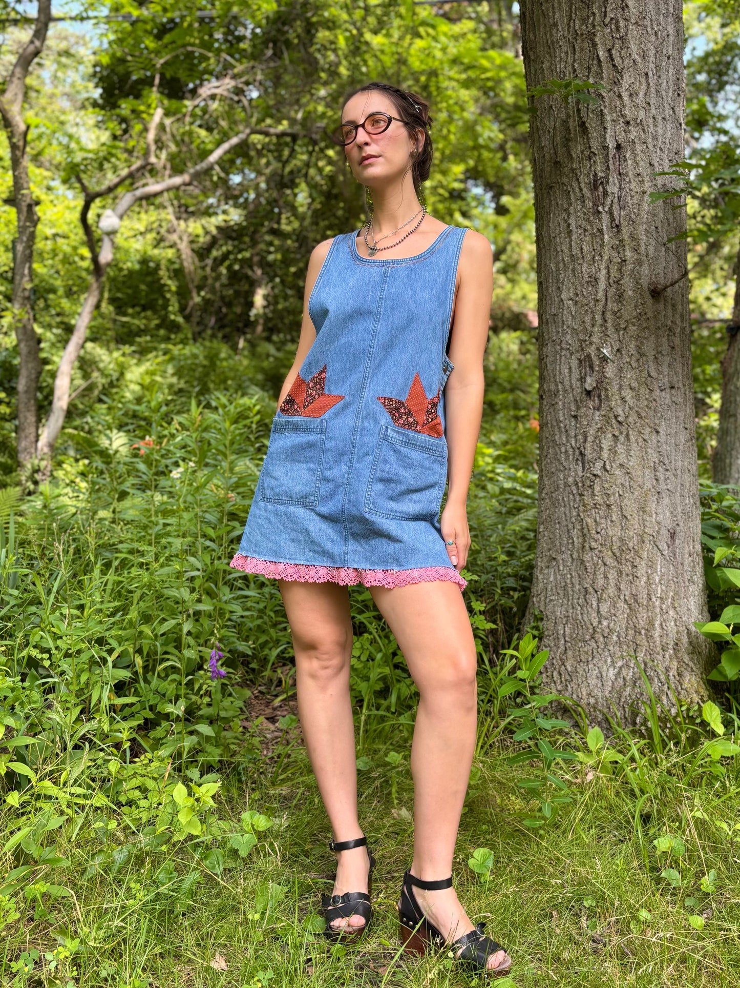 Embellished Denim Mini Dress