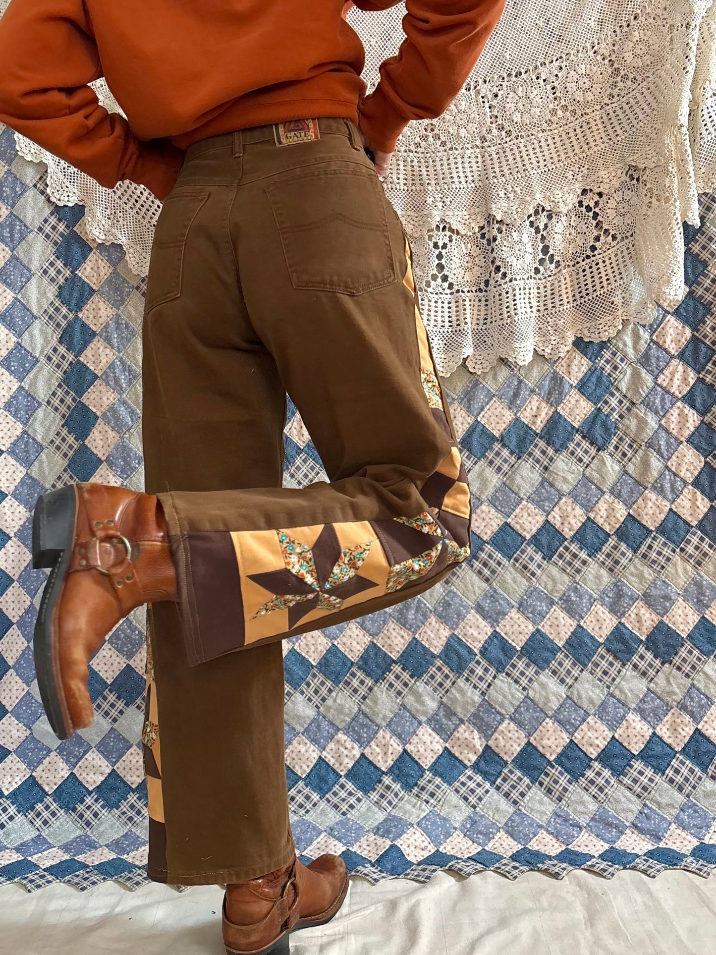 Star & Pinwheel Cocoa LA Gate Jeans
