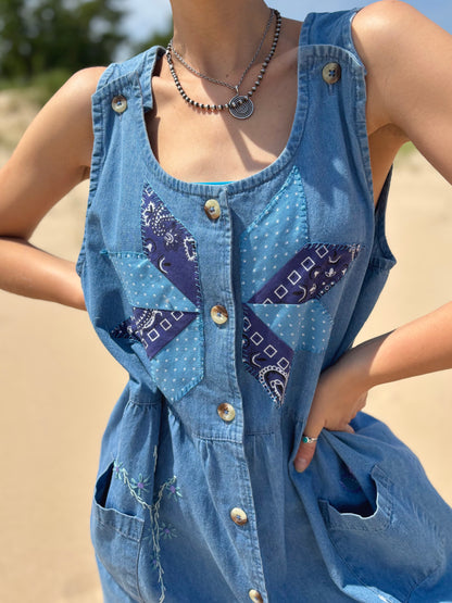 Light Wash Embellished Denim Dress
