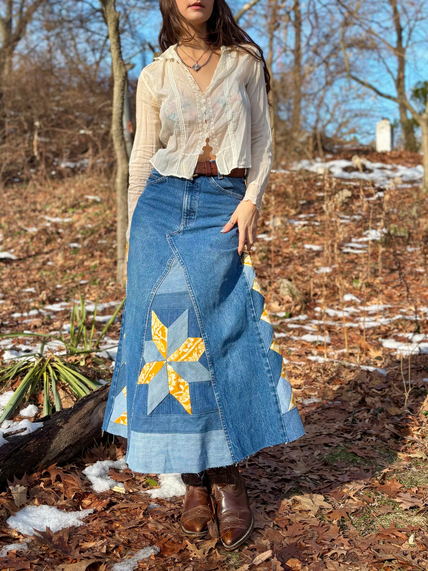 Gold Star Quilt Skirt 🌟