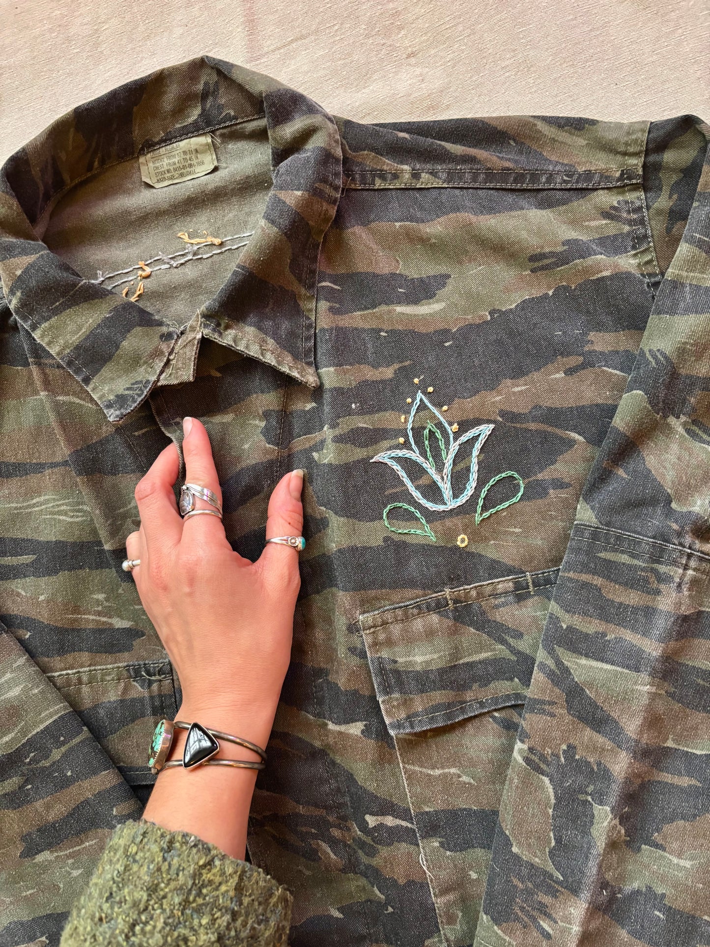 Hand Embroidered Tiger Camo Jacket