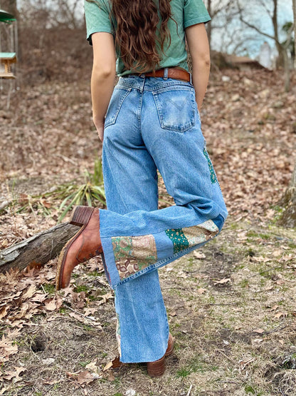 Blue-Green Checkered Jeans