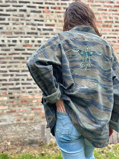 Hand Embroidered Tiger Camo Jacket