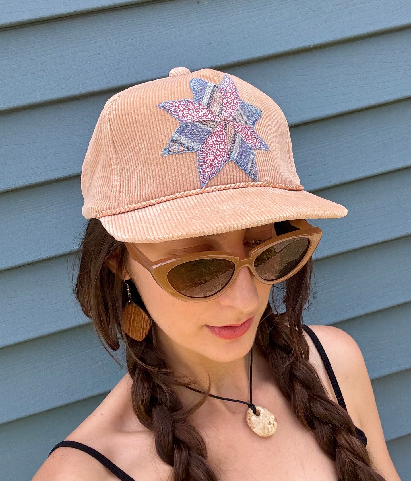 Star Quilt Corduroy Snap Back Hat