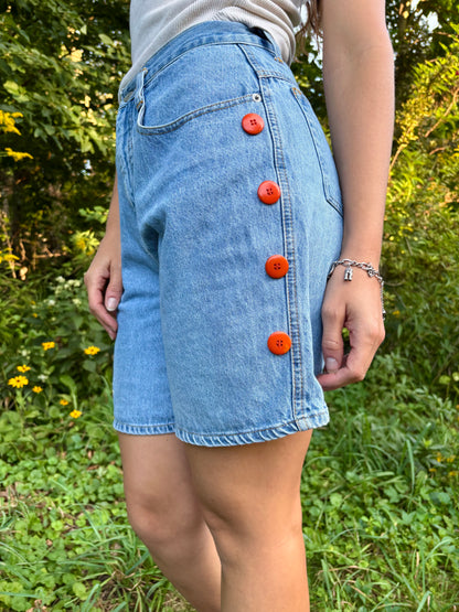 Hand Embroidered Button Shorts 🍊