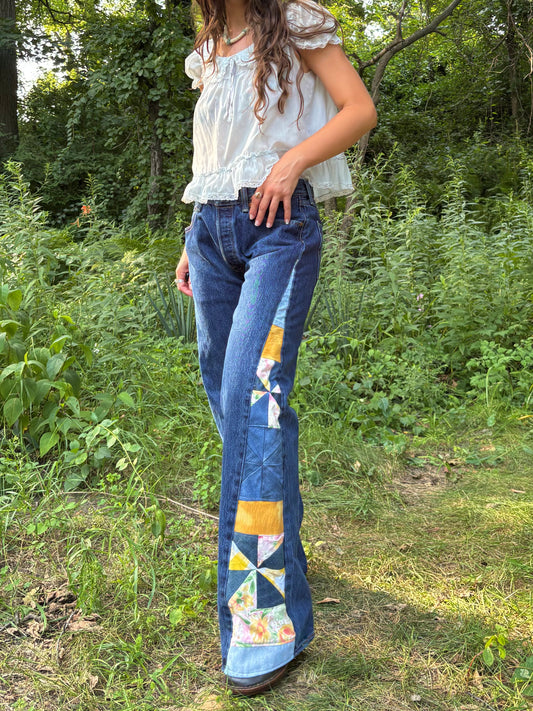 Yellow & Pink Pinwheel Levi's 501s