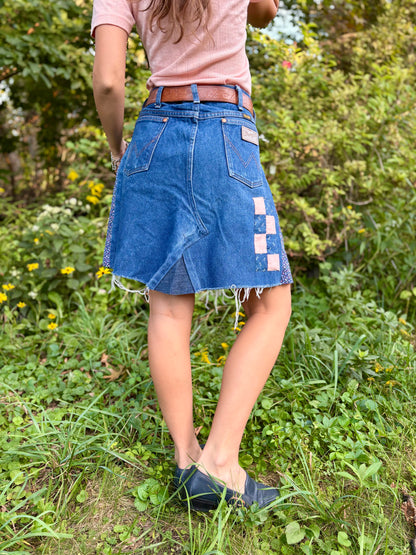 Calico Patched Wrangler Mini Skirt