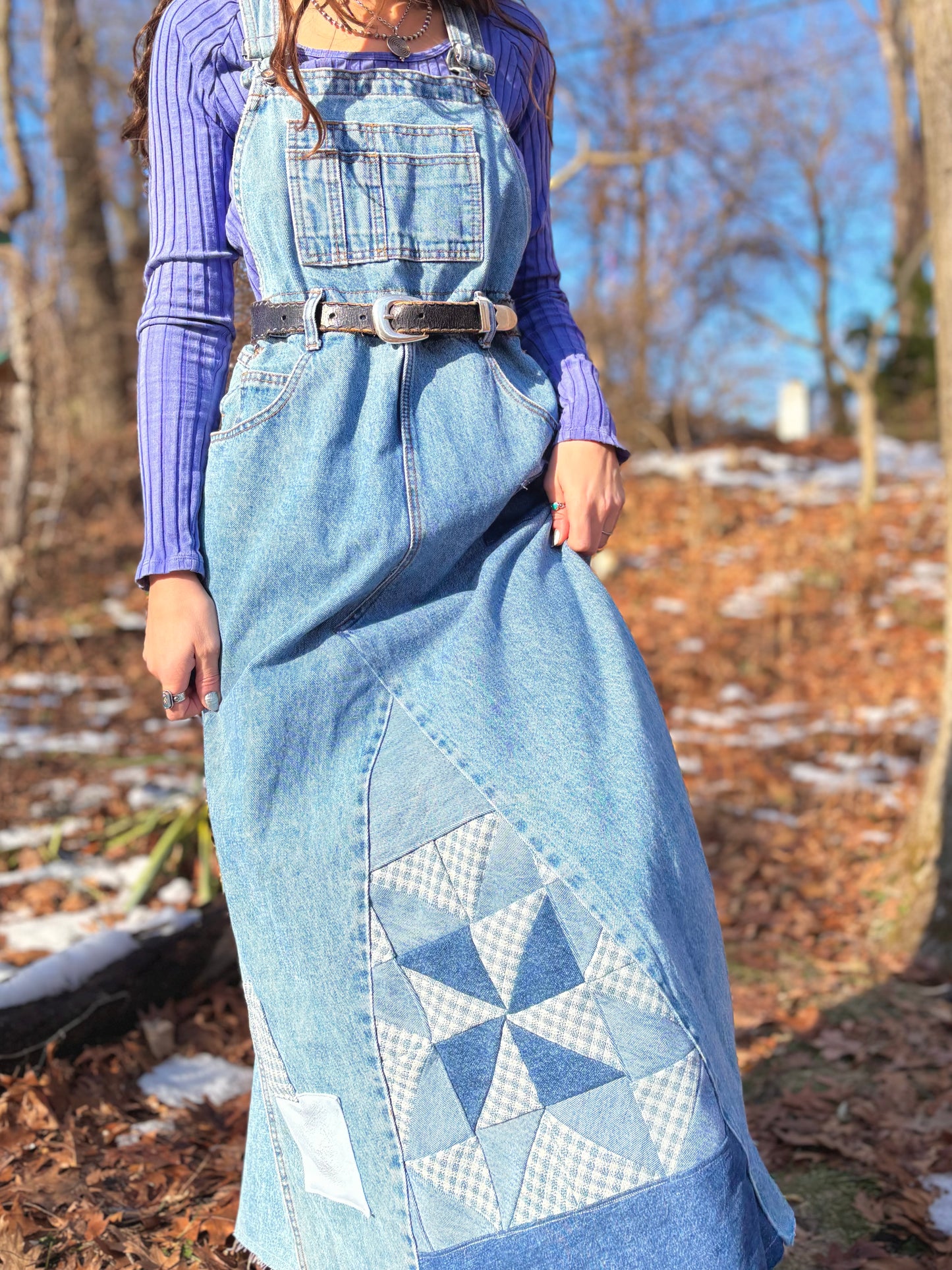 90s Blue Quilt Jumper
