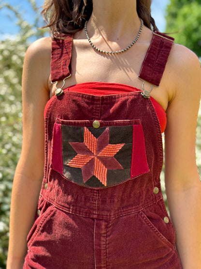 Rose Wine Quilted Overalls