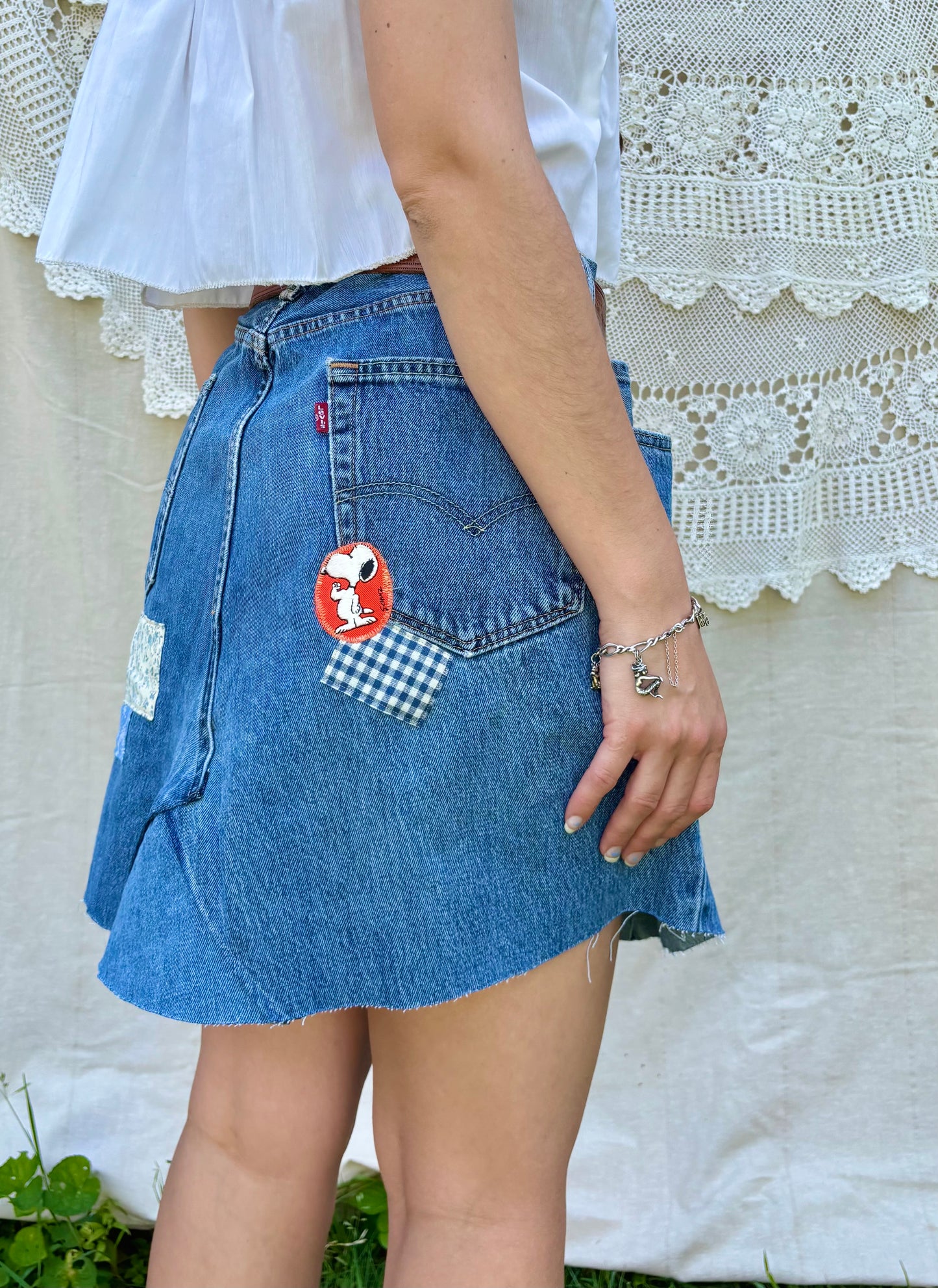 Peanuts Patched Levi's Mini Skirt