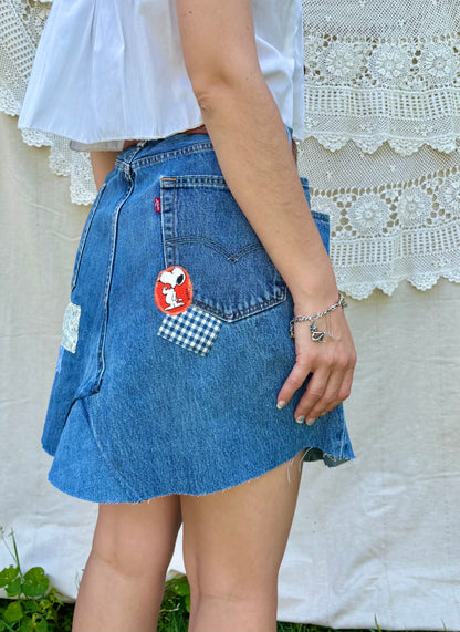Peanuts Patched Levi's Mini Skirt
