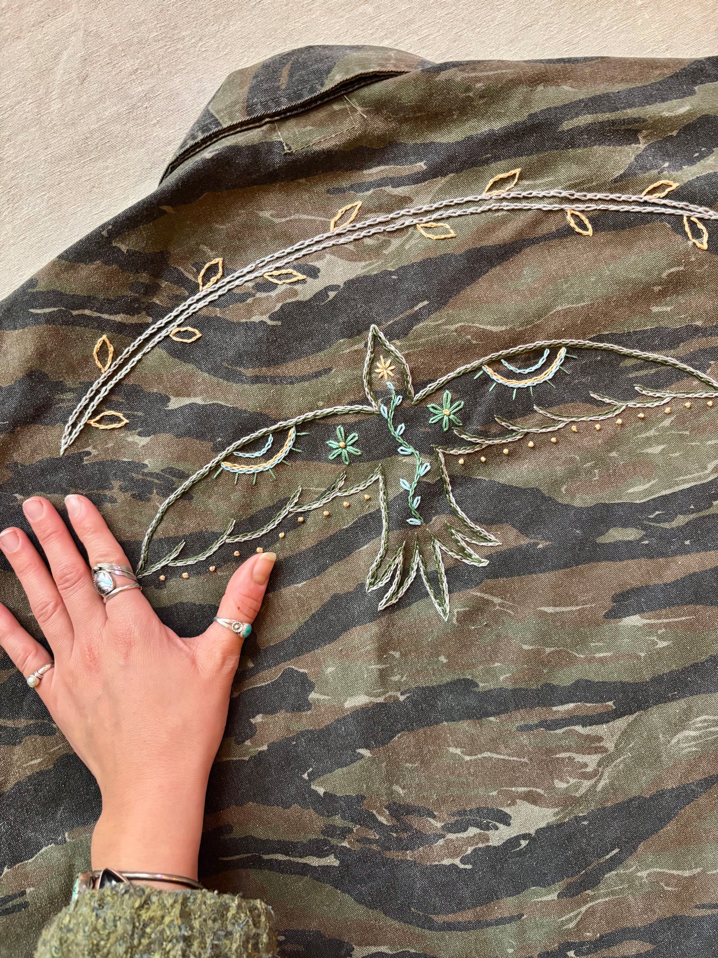 Hand Embroidered Tiger Camo Jacket